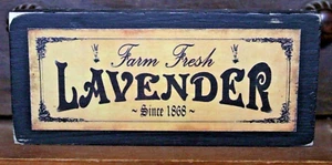Farm Fresh Lavender Primitive Rustic Wooden Sign Block Shelf Sitter 2.5X5.5 - Picture 1 of 1
