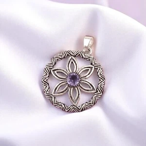 Regalo Anniversario Per Lei Ciondolo Gemma Iolite Argento Sterling 925 Gioielli - Foto 1 di 7