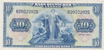 GERMANY BDL Bank Deutscher Lander 10 MARK 1949 XF+ - Image 1 of 2