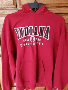 Men's NCAA Indiana Hoosiers Red Long Sleeve Hooded Pullover Sweatshirt Sz. L - Picture 1 of 6