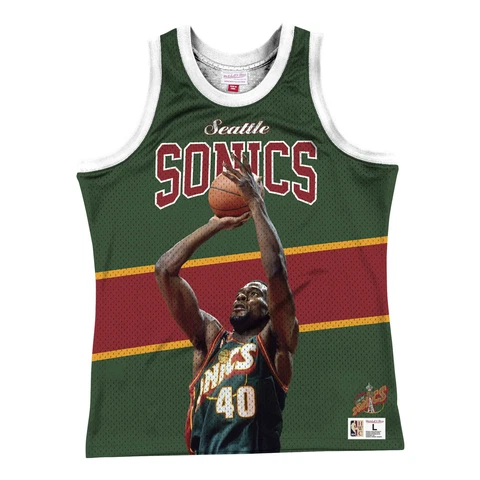 Mitchell & Ness Dark Green NBA Seattle Supersonics Shawn Kemp Sublimated Player Cover