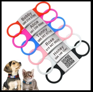 Individuelle Erkennungsmarke für Haustiere graviert Namensschild Aufschiebe-ID-Tags & Halsbandmarken S, M, L - Bild 1 von 10