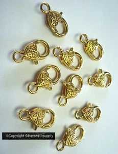 Karabinerverschlüsse 10 GROß Herzform 25mm L in Gold Pl Zink FPC008 - Bild 1 von 3