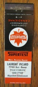 SUPERTEST GAS STATION MATCHBOOK MATCHCOVER: LAURENT PICARD (ANJOU, QUEBEC) -E23 - Picture 1 of 2