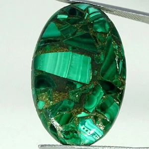 32.20 Cts Copper Malachite Jewelry Making Oval Cabochon Lab-Created 20X32X4MM - Picture 1 of 6