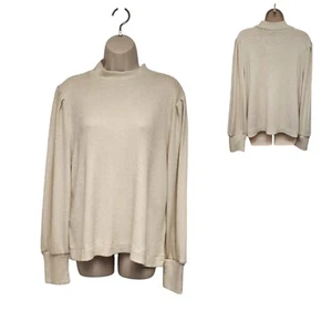 Suéter LOFT Mujer Manga Larga Globo Dorado Metálico Crema Talla XL - Imagen 1 de 8