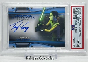 2021 EZRA BRIDGER Taylor Gray Topps Star Wars Masterwork BLUE /99 AUTO PSA 8 - Picture 1 of 2