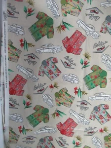 Concord Fabrics VTG Chevy Bel Air Classic Car Hawaiian Print Fabric 1Y16"X44" - Picture 1 of 6