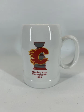 VINTAGE Calgary Flames 1988 Stanley Cup Champions Stein Tankard Mug NHL 24 oz Cover