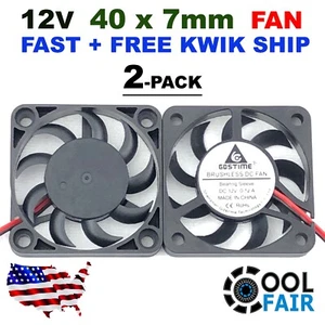 12V 40mm 4007 Cooling Case Fan 40x40x7mm DC PC Computer Cooler 2 Pin 2 Pcs - Picture 1 of 4