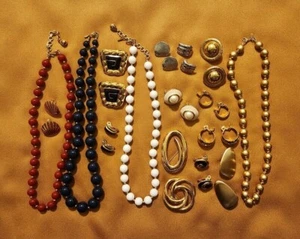 Lot of Vintage Monet Jewelry - 4 Necklaces, 11 Pairs Earrings, 2 Brooches - Picture 1 of 10