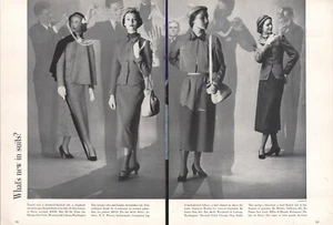 1949 Vintage 2-Pg WHAT'S NEW IN ABRIGOS Para mujer Moda Ropa Estampado Pictórico - Imagen 1 de 1