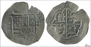 España - Felipe II 4 Reales Toledo M 1556-1598 ND feche inicio leyenda 1591 B - Picture 1 of 1