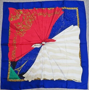 Auténtica bufanda HERMES "SOUVENIRS" azul marino 100 % seda #56591 - Imagen 1 de 11