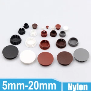 5mm-25mm Panel Hole Locking Plugs Black Nylon Matte Finish Snap in Tube Covers - Picture 1 of 26