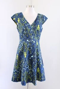 Plenty Tracy Reese Melanie Blue Paisley Print Floral Fit and Flare Dress Size 4 - Picture 1 of 8