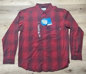 NWT Men's XL Columbia Hardy Ridge Stretch Long Sleeve Button Shirt Red Plaid - Picture 1 of 13