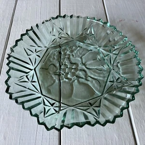 Vintage Federal Glass Pioneer Pattern Green SawTooth Ruffled Edge Dish Bowl - Picture 1 of 6