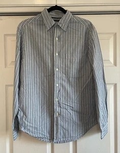 Mens Arizona LS Button Up Shirt Blue White Small Cotton EUC - Picture 1 of 4