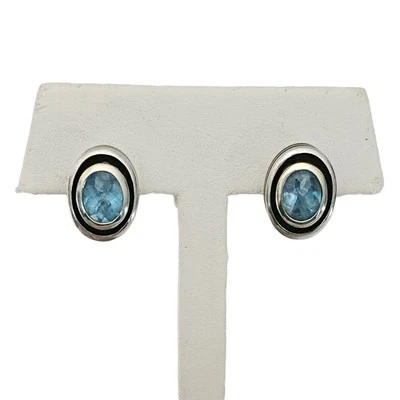 Brincos de topázio azul ouro 18k prata esterlina John Atencio - Imagem 1 de 4