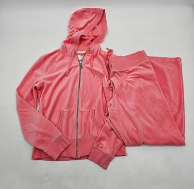 Conjunto de chándal de terciopelo Victoria's Secret talla mediana rosa chaqueta alas de ángel cremallera Foto 1 de 4