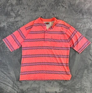 Vintage Hysteria Henley Shirt M Pink Purple Stripe 90s Grunge Skater Oversized - Picture 1 of 8