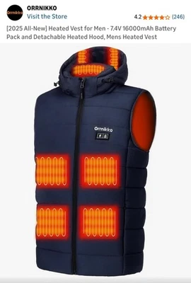 Orrnikko Electric USB Heated puffer Vest Men's/ Women's w/Battery SZ Small - Image 1 of 4