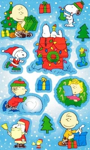 Maxi Pegatinas PEANUTS NAVIDAD Kromekote Sandylion *VINTAGE* - Imagen 1 de 1