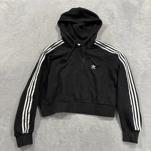 Adidas Cropped Hoodie Damen 14 Medium Pullover Sweatshirt Logo 3 Streifen Gym - Bild 1 von 8