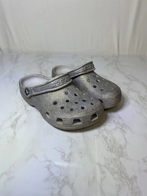 Zueco Crocs Clásico Brillo Multicolor Plateado Niños Talla J2 Foto 1 de 4