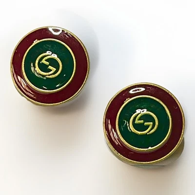 Gucci 2 buttons DARK RED GREEN BUTTONS Lg 14mm - Image 1 of 4
