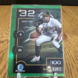 🔥Nick Kurtz🔥 2025 Bowman Top 100 #BTP32 Athletics Green /99 - Picture 1 of 6