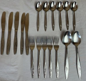 Kaysons Edelstahl glänzend Besteck Rosenmuster 18 Teile - Bild 1 von 9