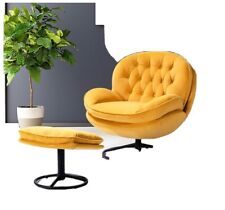 360 degree swivel lounge chair with ottoman in velvet