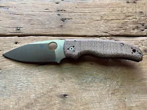 Spyderco Shaman Burlap Micarta CPM S90V Satin C229BMBNP New! - Picture 1 of 4