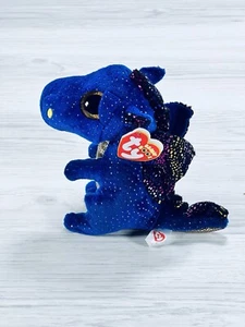Dragon Plush Beanie Boo's Saffire Blue Speckled Doll Ty Stuffed Tags Toy New - Picture 1 of 8