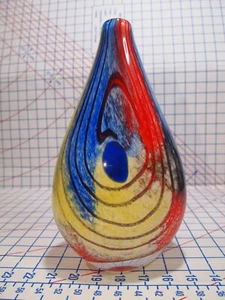 Murano Vintage Multicolor Swirl Teardrop Vase 12''red blue yellow art - Picture 1 of 18