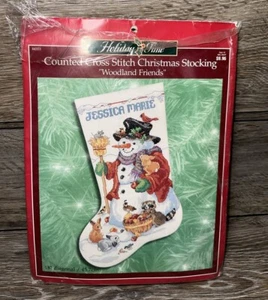 NEW Holiday Time ''Woodland Friends'' Xmas Stocking Counted Cross Stitch #84559 - Picture 1 of 6