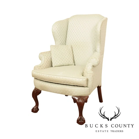 Kittinger Chippendale Style Mahogany Ball & Claw Wing Chair Cover
