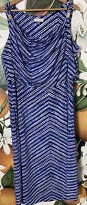 Maxi Vestido Elástico Calvin Klein 1X Azul Rayas Escote Corpeado Sin Mangas - Imagen 1 de 7