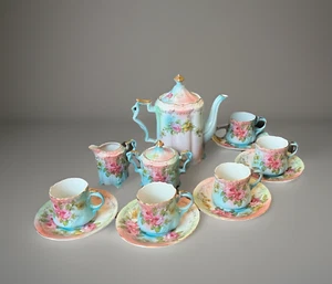 VINTAGE R.S. PRUSSIA CHINA TEA SET SERVICE FOR 6 COMPLETE PINK ROSES (3B) - Picture 1 of 14