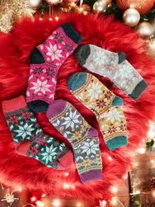 5 Paar Winter warme Wolle Kaschmir Thermo flauschige Weihnachten Muster Socken UK 4-8 - Bild 1 von 7