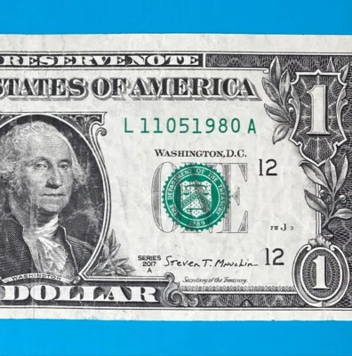 November 5, 1980 / 11 May 1980 (L 11051980 A) BIRTHDAY $1 One Dollar Bill - Image 1 of 4