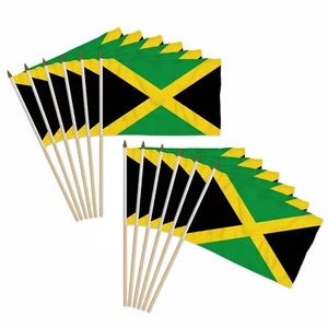 12pc Pack of Jamaica 12x18in Handheld Country Stick Flags - Picture 1 of 2