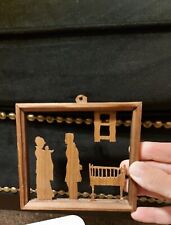 family of 3 nursery silhouette  wooden made with wood and toothpicks