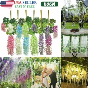 12x Artificial Flower Vine Ratta Hanging Garland Wisteria Flowers Wedding Decor - Picture 1 of 35