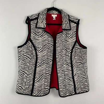 Chaleco Chicos Talla 3 US XL Estampado Animal Frente Abierto Negro Blanco Rojo Sin Mangas Foto 1 de 4