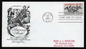 USA, SCOTT # 1252, ARTMASTER FDC COVER OF 1964 AMERICAN MUSIC, COMPOSERS ETC. - Picture 1 of 1