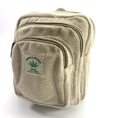 Mini mochila hecha a mano beige lisa y simple sin THC cáñamo del Himalaya nueva con etiquetas Foto 1 de 4