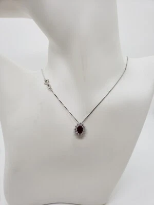 COLLANA DONNA CON CIONDOLO CON CRISTALLO ROSSO E ZIRCONI IN  ARGENTO 925 (0304) - Immagine 1 di 4